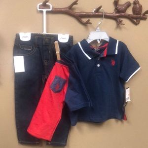 3 Piece Set by US Polo Assn. Polo, Denim & Tee